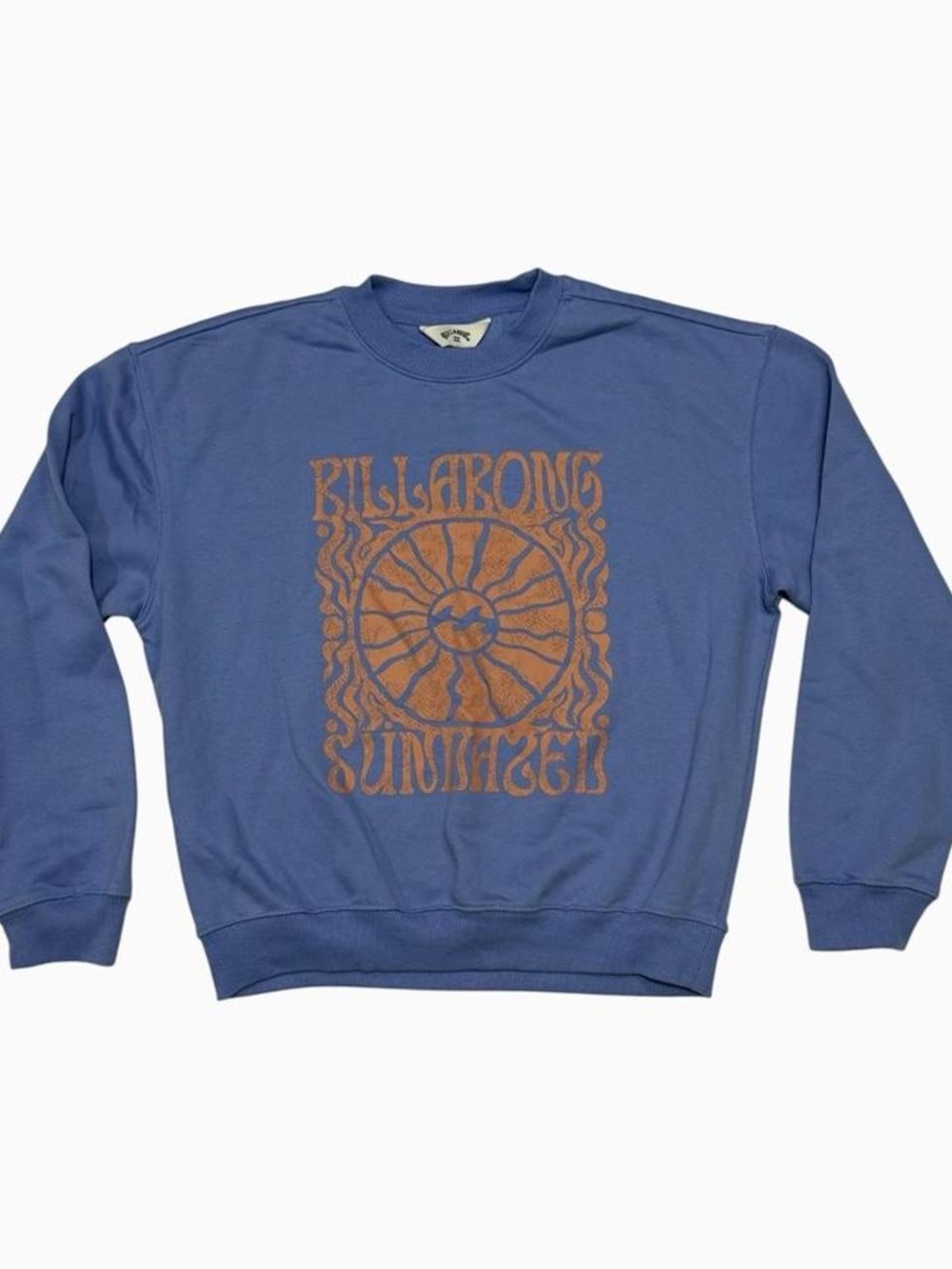 NWT Billabong Surf Blue Woman Sweatshirt with Orange Sun Graphic XS
